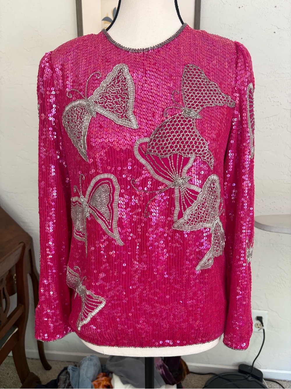 Judith Ann Creations Glam Rock Butterfly Top 100% silk size XS